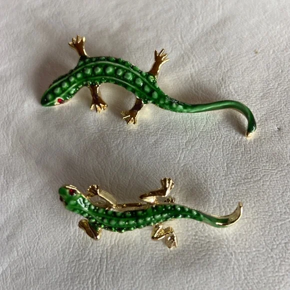 Unknown Jewelry Vintage Salamander Lizard Brooch Pin Set Of
